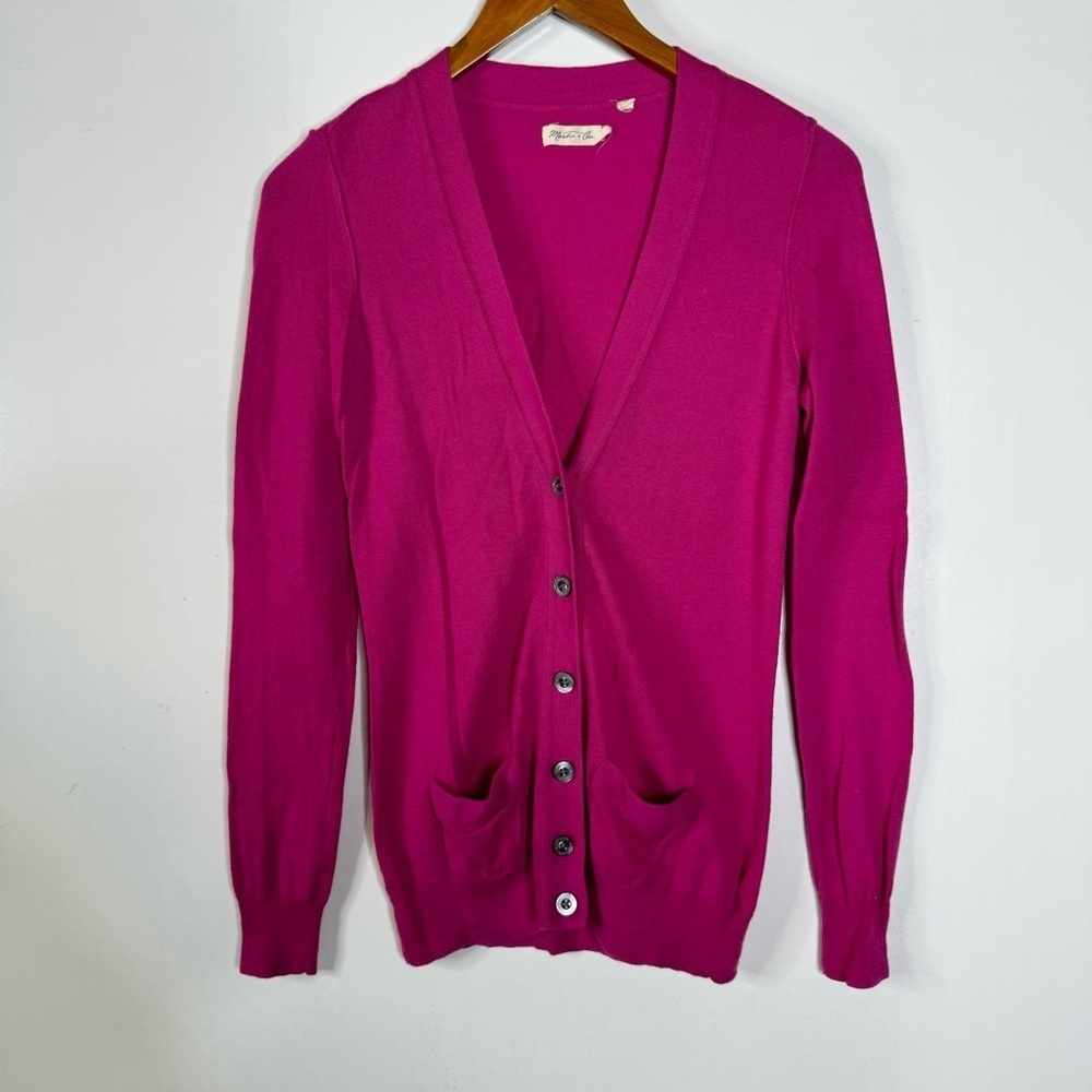 Anthropologie Martin +‎ Osa Cashmere Silk Blend Hot Pink Cardigan Size Xsmall